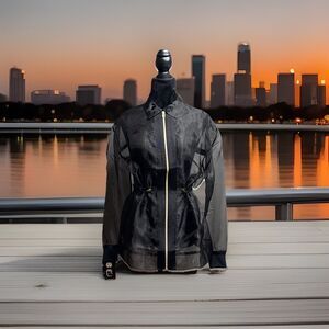 GSTQ Women's Sheer Cinched Jacket Black Size M